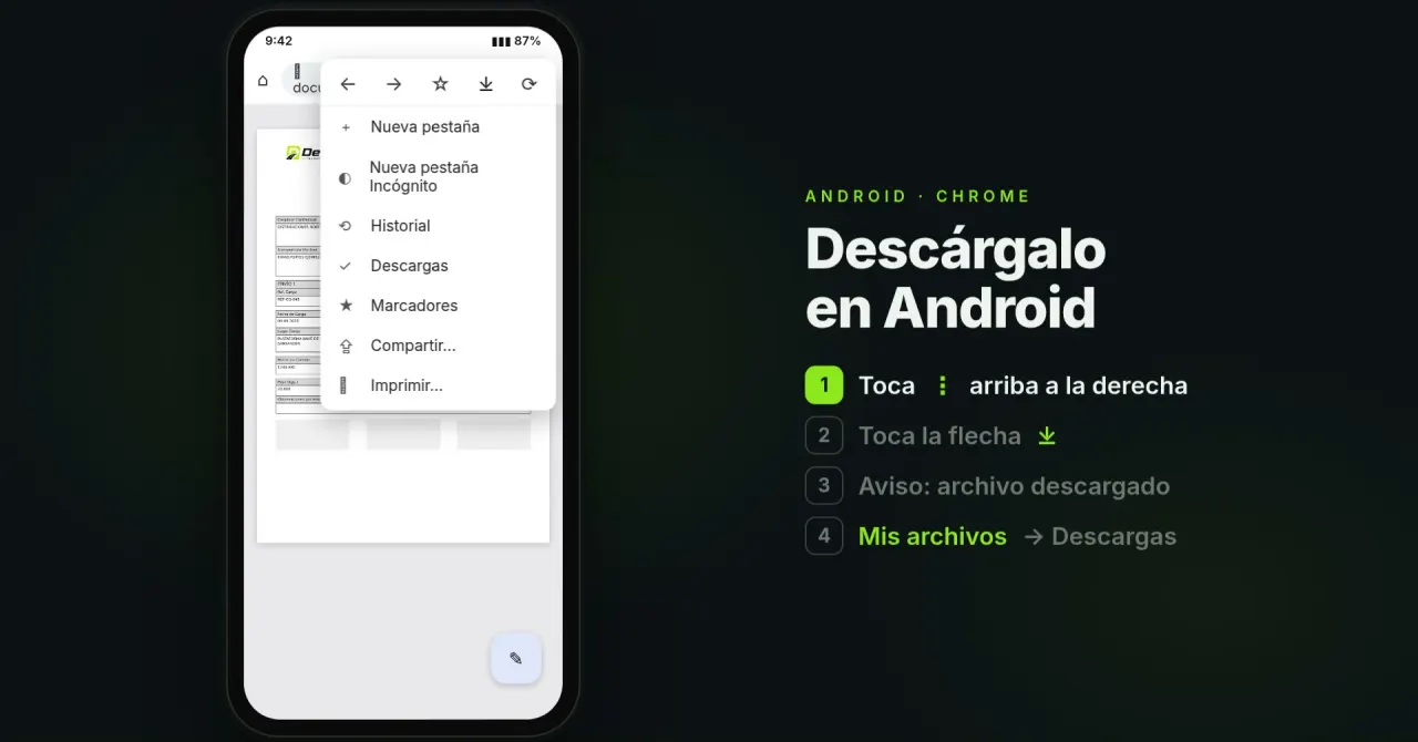 Descarga del DeCA en un móvil Android desde el navegador